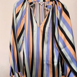 Long sleeve, silky, striped blouse